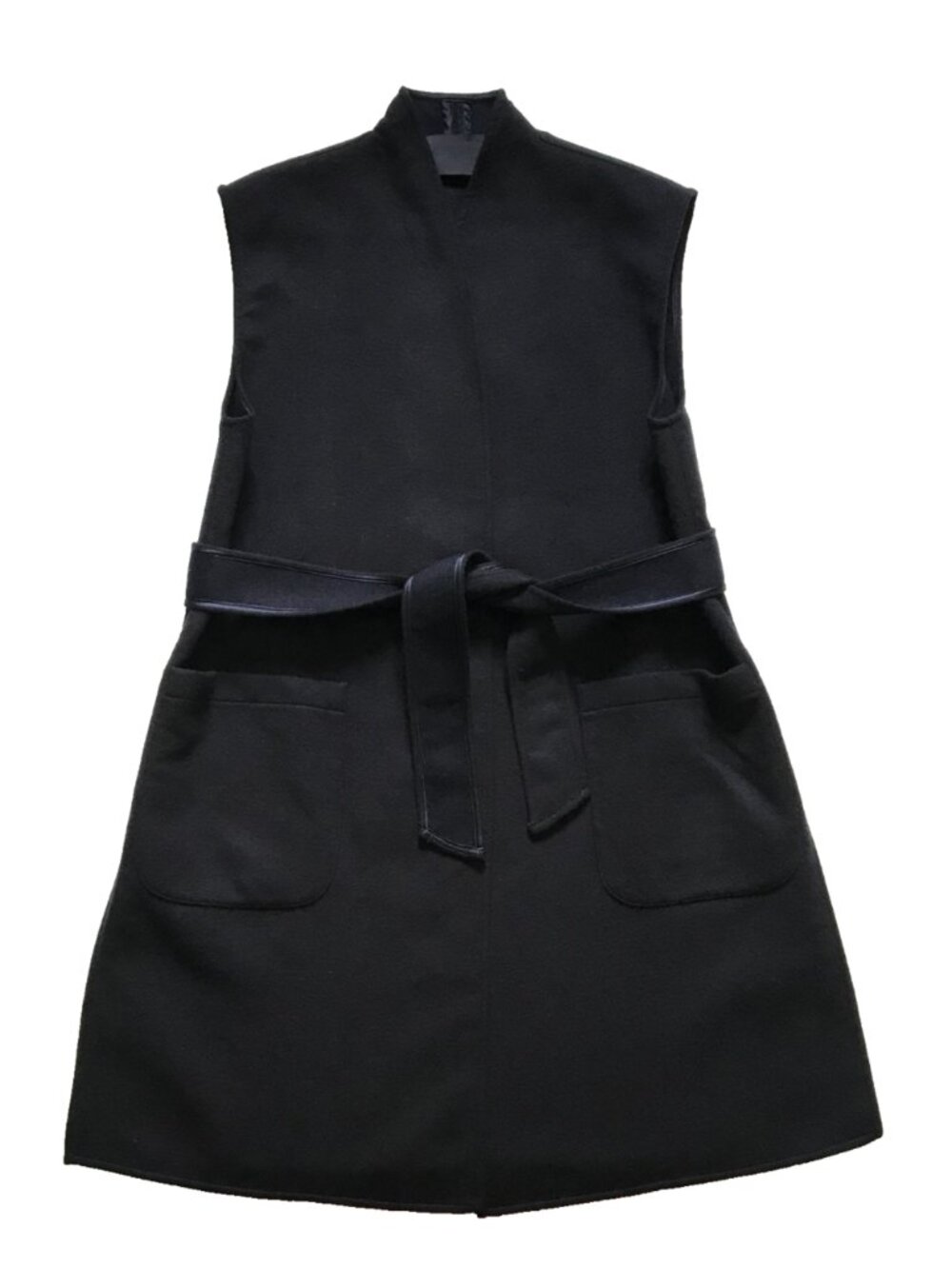 ROYL Rachel Rodin Wool Cashmere Gilet Wrap Vest Womens XS Small Navy Blue Belted